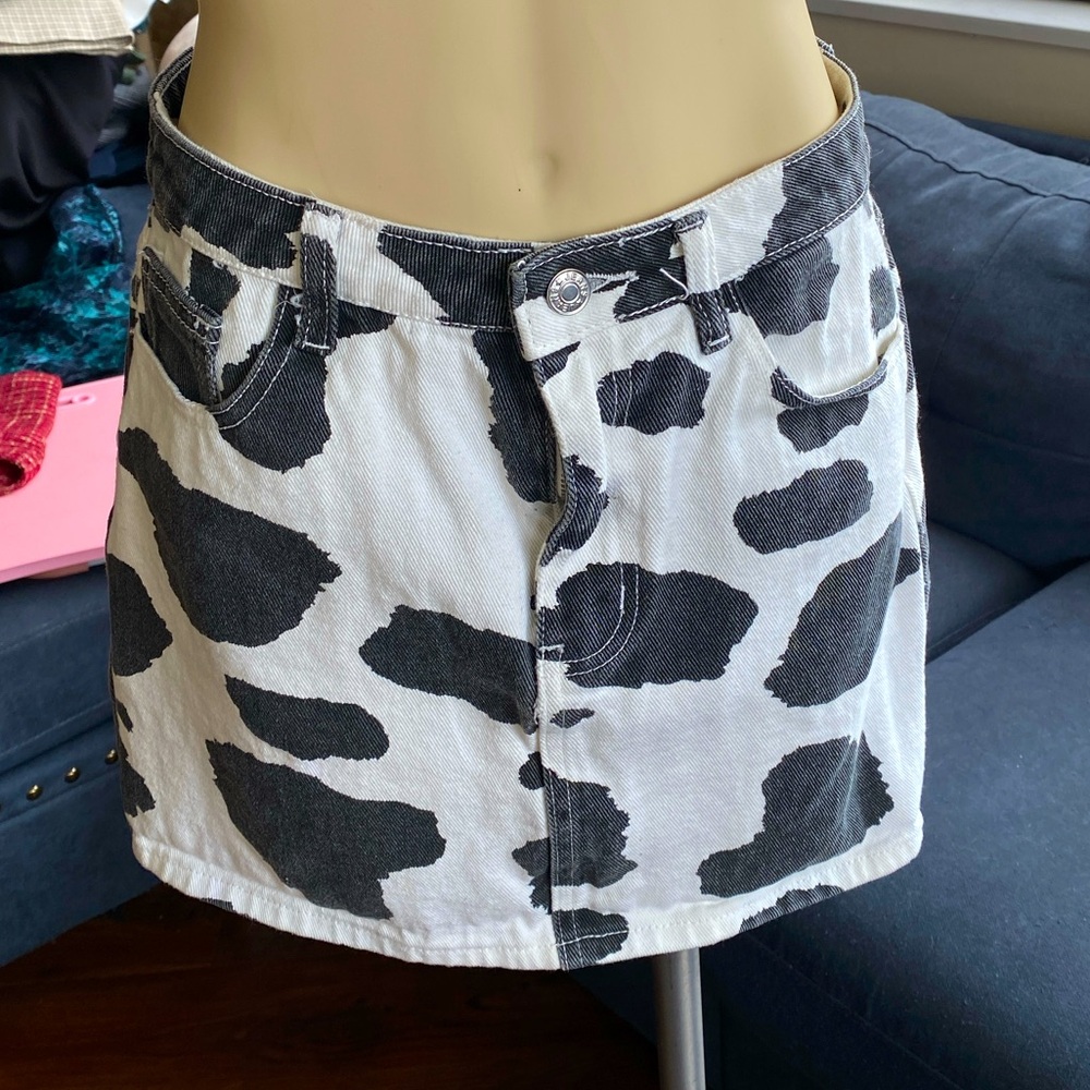 Cow print mini skirt
